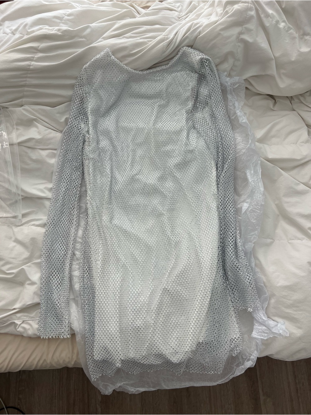 12th tribe silver white rhinestone dress